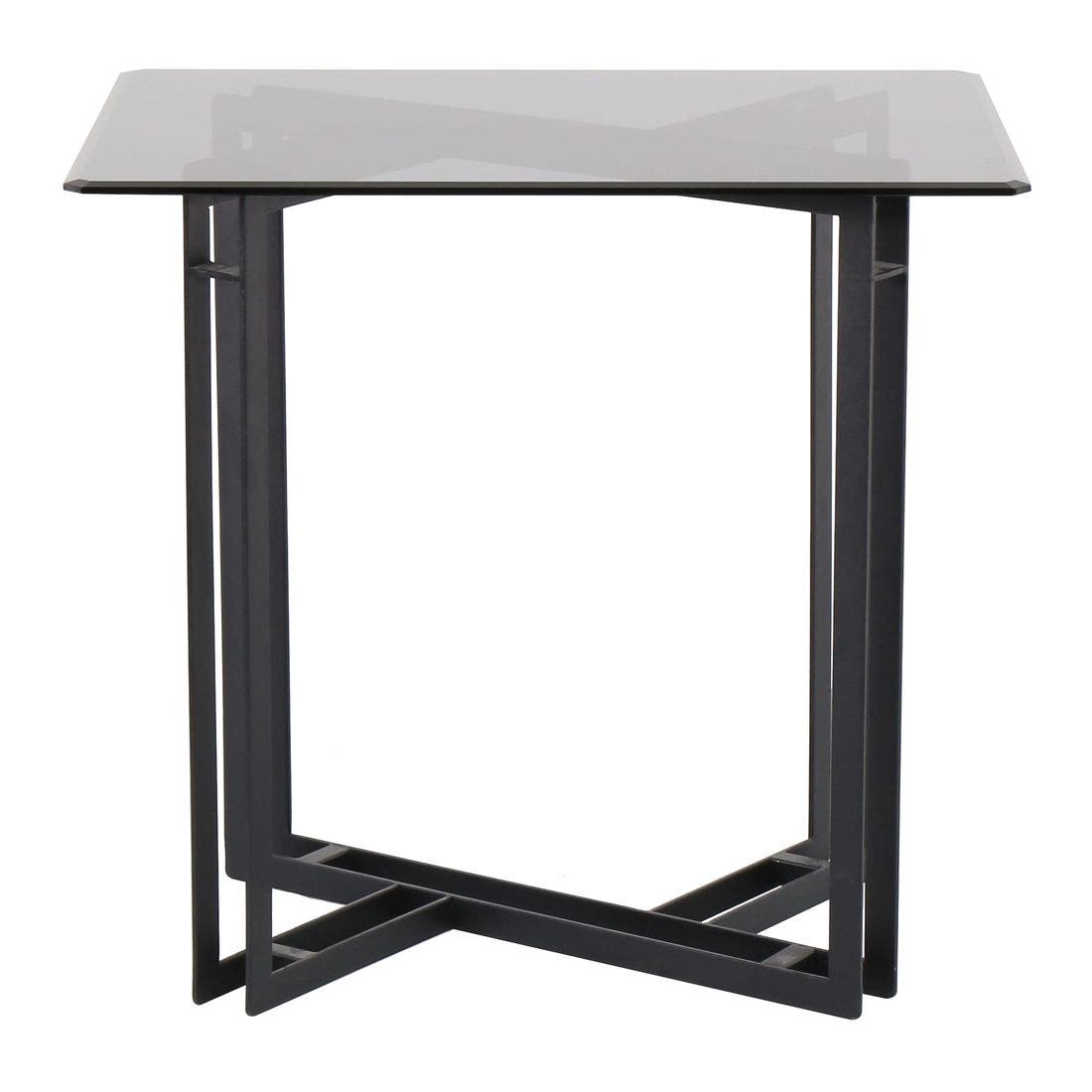 โต๊ะทานอาหาร โต๊ะอาหารขาเหล็กท๊อปกระจก รุ่น Vitolaสีดำ-SB Design Square
