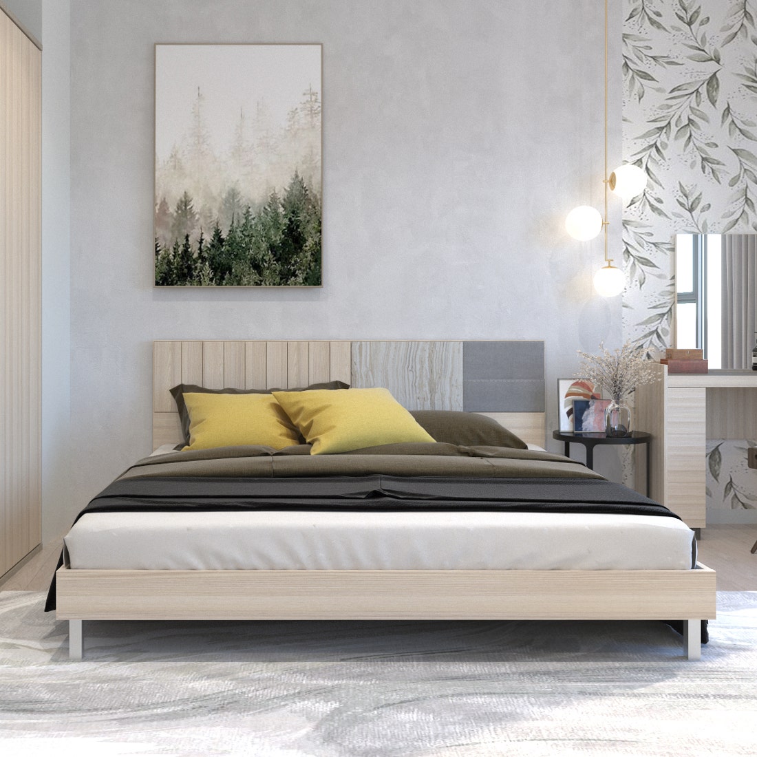 เตียงนอน 5 ฟุต รุ่น Econi-B Premium สีไม้อ่อน 03