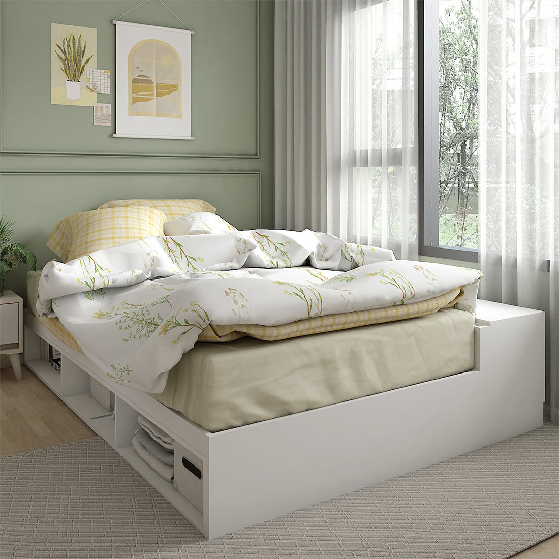 เตียงนอน+กล่องเก็บของด้านข้าง รุ่น KC-PLAY FANTASY ขนาด 3.5 ฟุต สีขาว