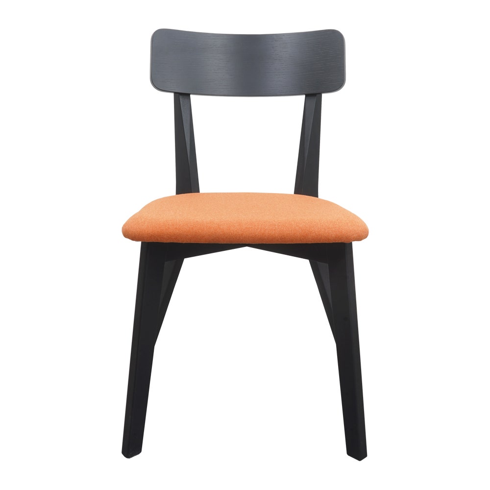 เก้าอี้ไม้ รุ่น JASIE สีดำ เบาะผ้าส้ม