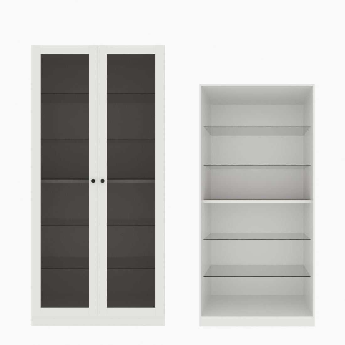 ตู้โชว์ชั้นกระจก OP-H ขนาด 100 ซม. รุ่น Blox สีขาว&กระจกชาดำ01