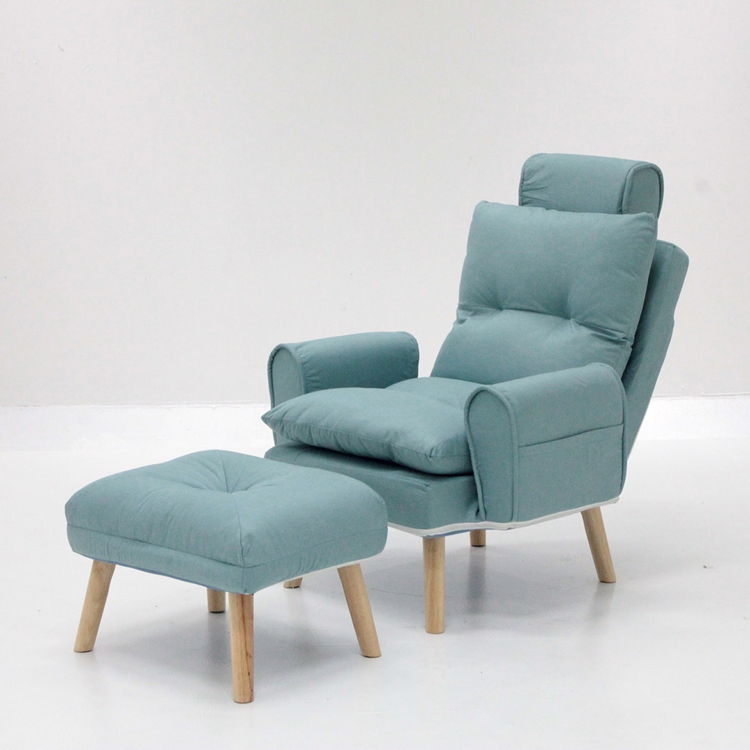 เก้าอี้พักผ่อน + สตูล รุ่น OTARU สีฟ้า1