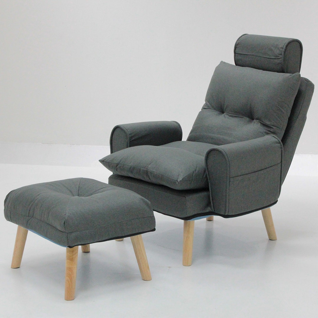 เก้าอี้พักผ่อน + สตูล รุ่น OTARU สีเทาเข้ม1