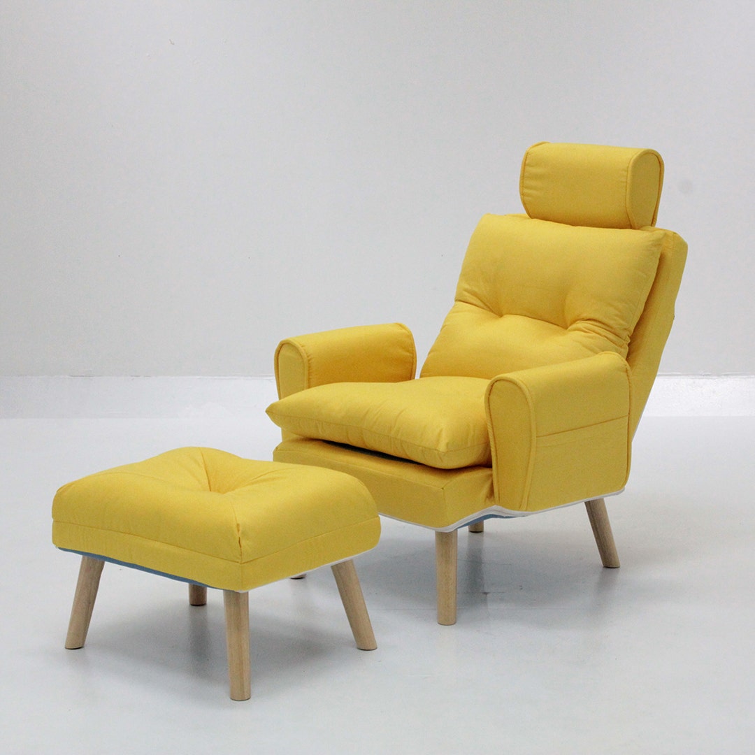 เก้าอี้พักผ่อน + สตูล รุ่น OTARU สีเหลือง1