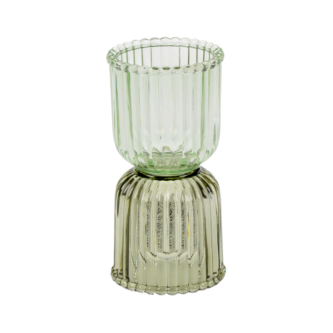 LS CANDLE HOLDER #GM26-224835A GREEN TRANSPARENT GLASS