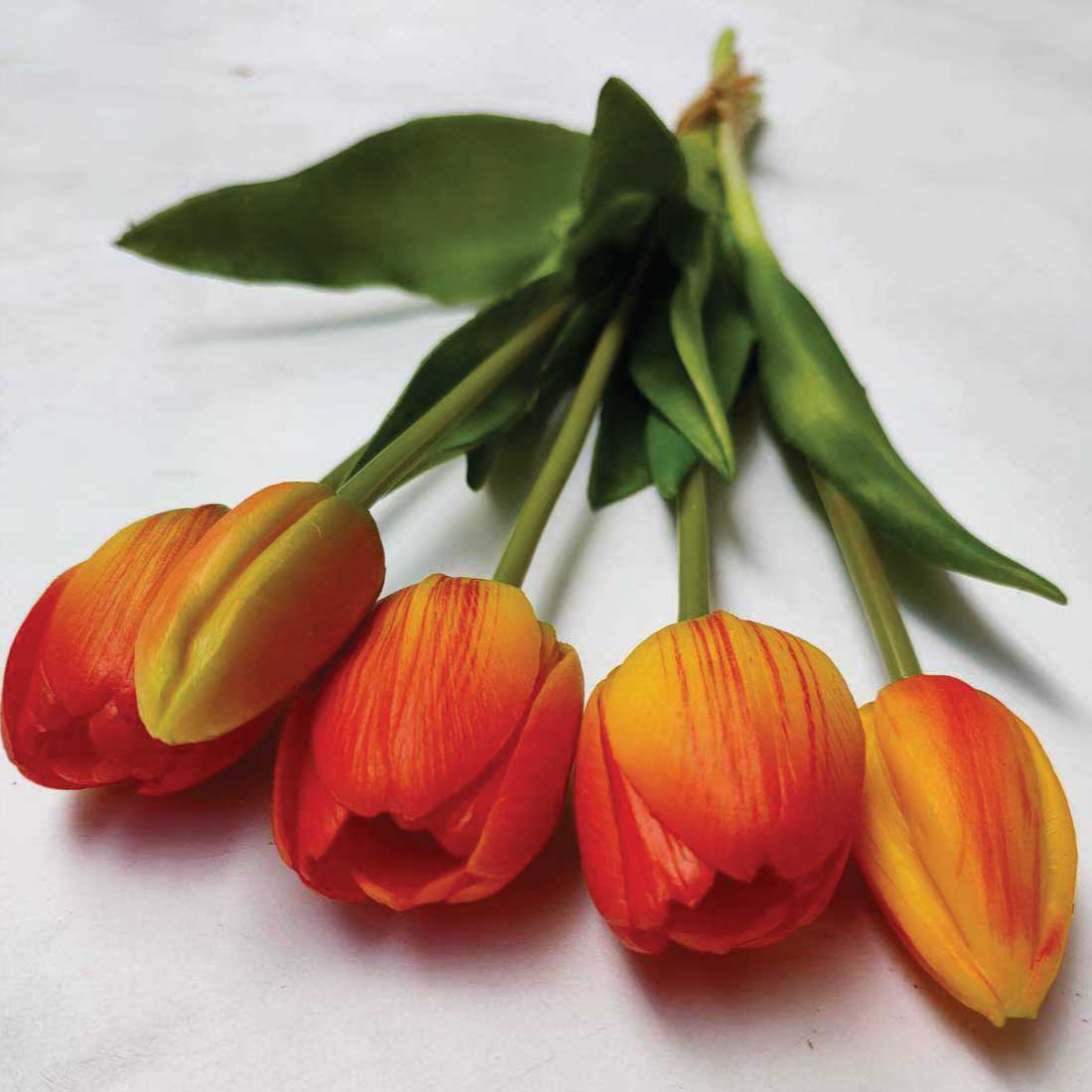 KDD ดอกไม้ประดิษฐ์#C028ทิวลิปมัดเล็กสีส้ม1
