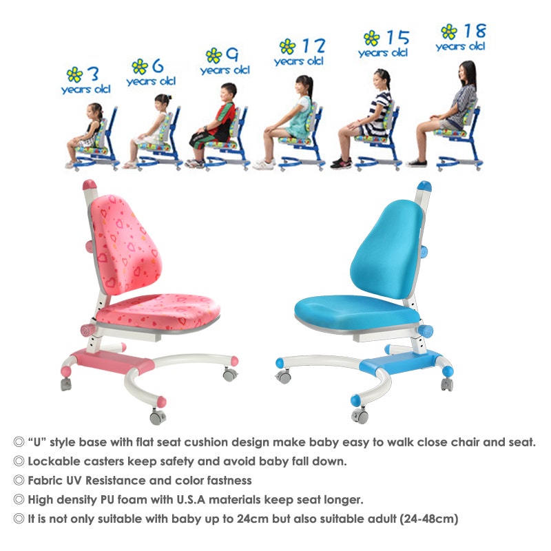 Comf-Pro เก้าอี้เพื่อสุขภาพเด็ก รุ่น คิสมาสเตอร์ K639 สีชมพูลายหัวใจ-1