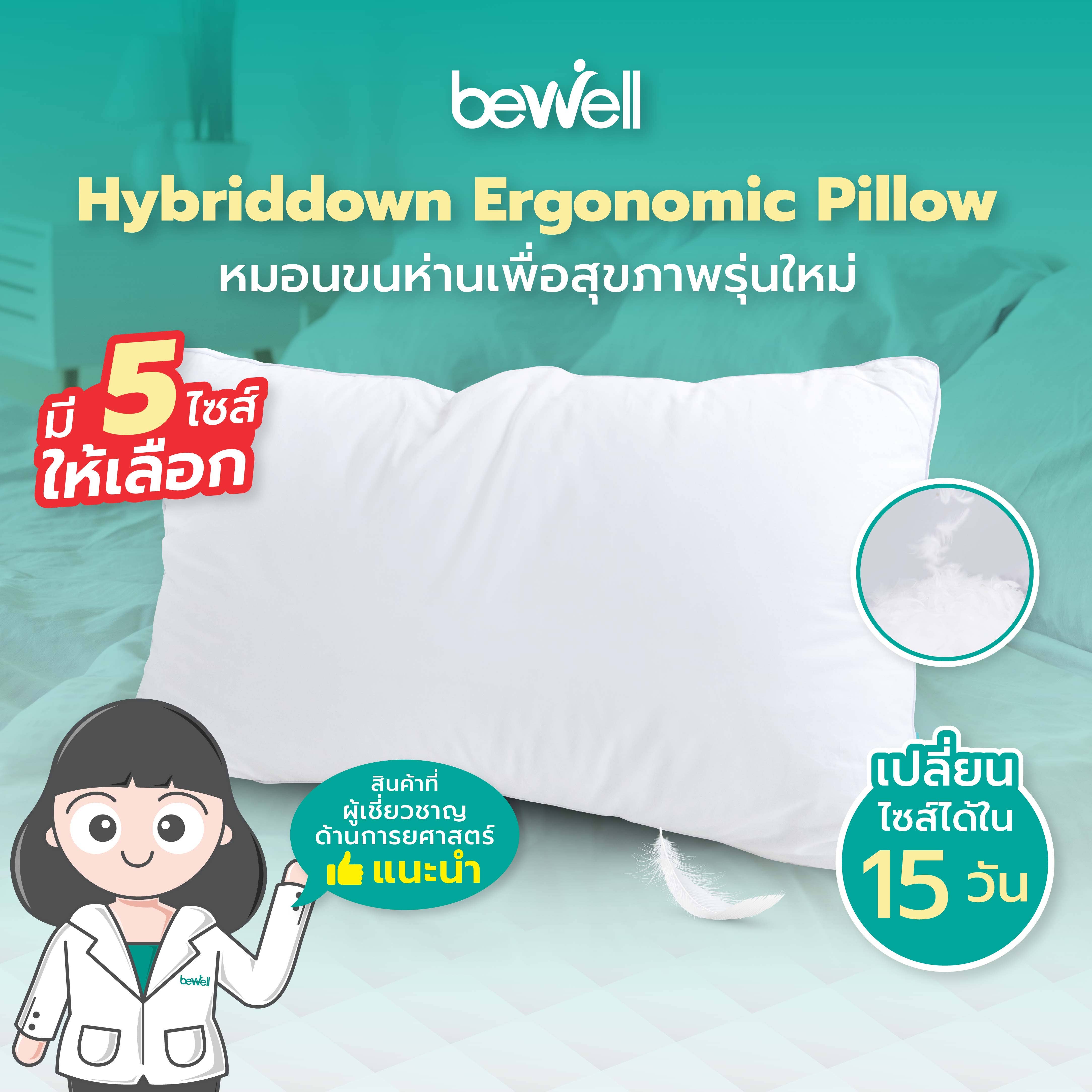 หมอนเพื่อสุขภาพ รุ่นไฮบริดดาวน์ | Bewell HybridDown Ergonomic Pillow SS (SWE-11)