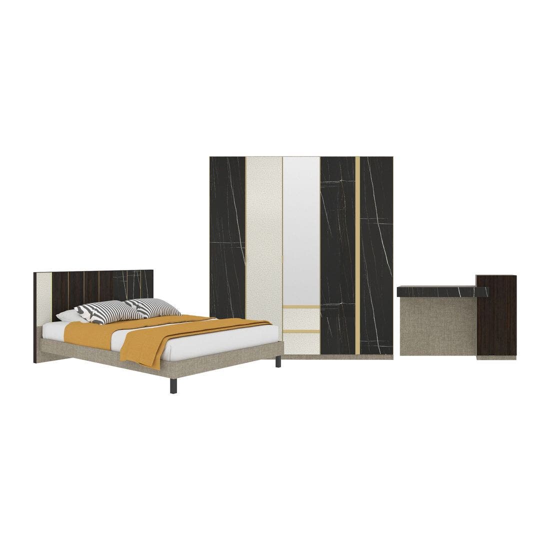 ชุดห้องนอน ชุดห้องนอนขนาด 5 ฟุต รุ่น Aureus สีสีดำ-SB Design Square