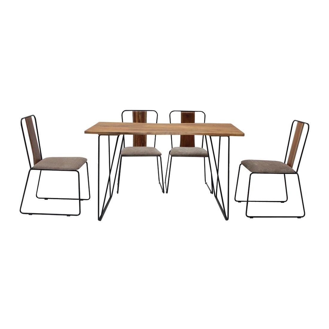 โต๊ะทานอาหาร โต๊ะอาหารขาเหล็กท๊อปไม้ รุ่น Fer สีสีลายไม้ธรรมชาติ-SB Design Square
