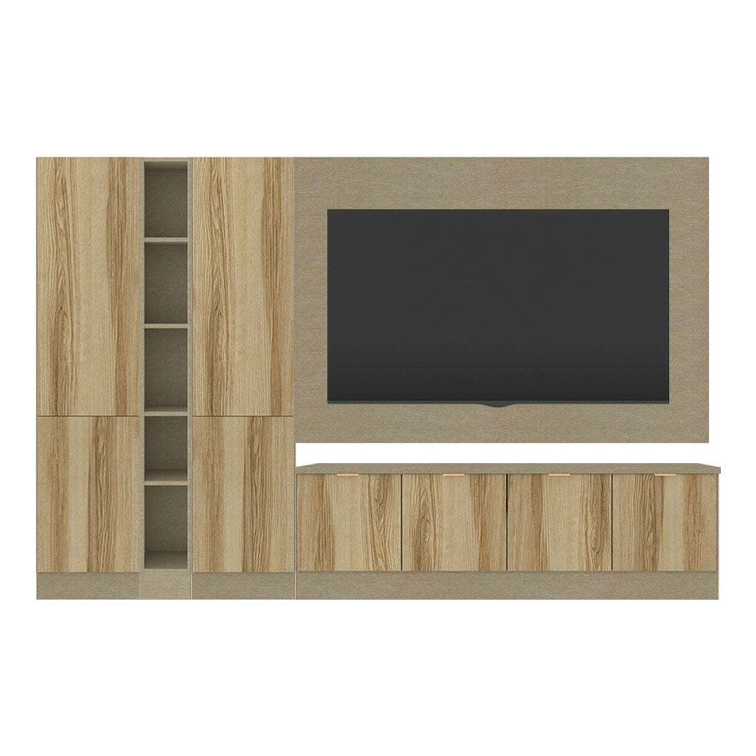ชุดวางทีวีและตู้โชว์ ขนาด 260 ซม. รุ่น Contini Plus สีไม้โทนอ่อน01