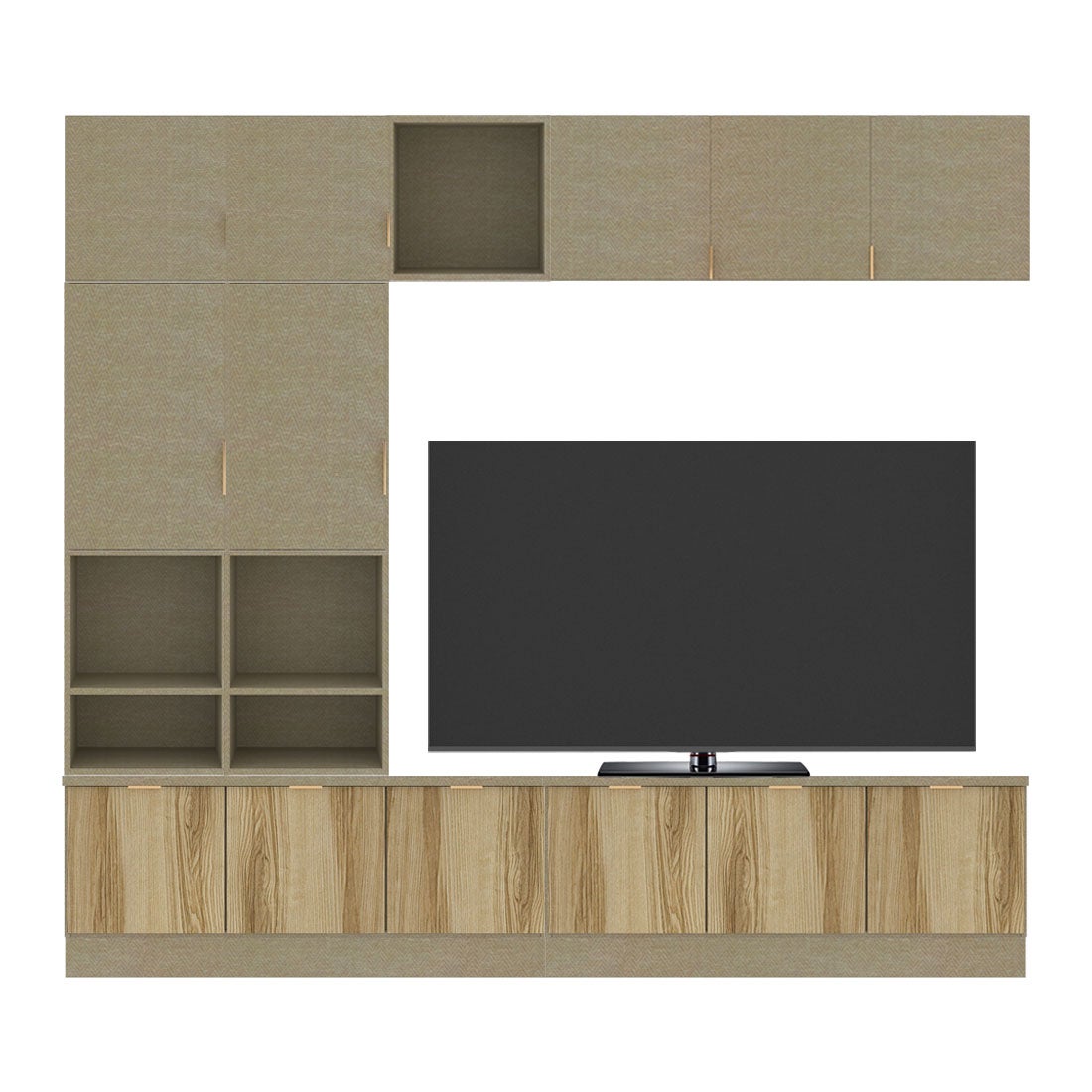 ชุดวางทีวีและตู้โชว์ ขนาด 240 ซม. รุ่น Contini Plus สีไม้อ่อน01